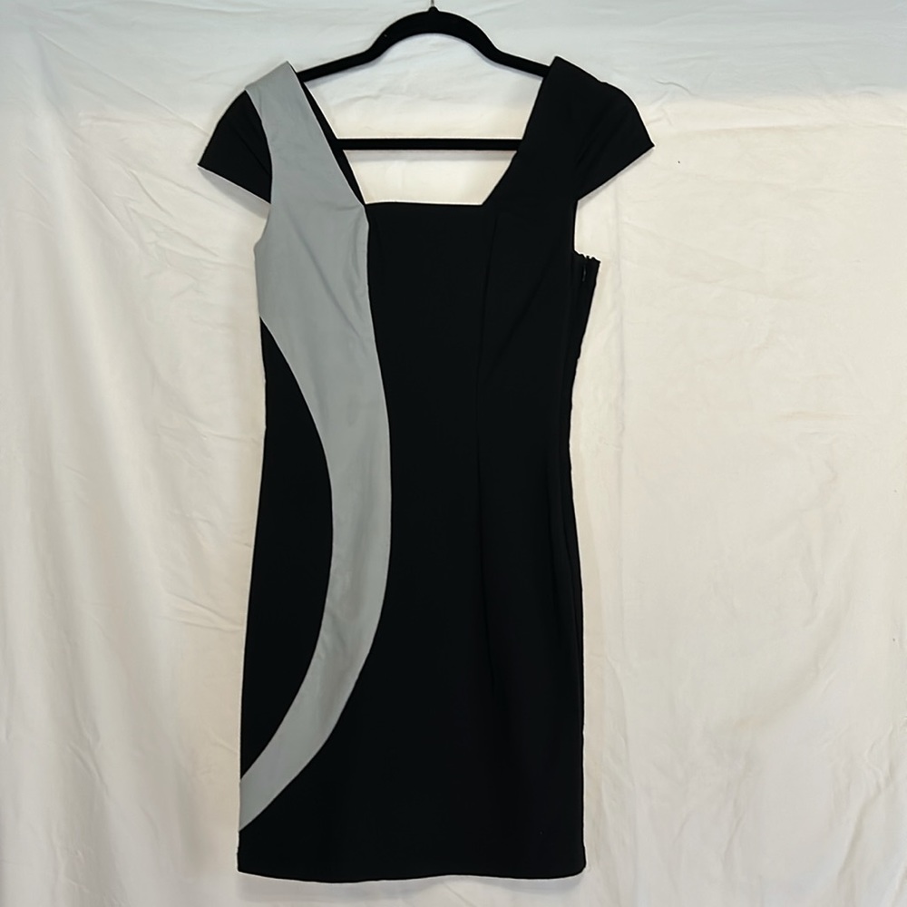 Black with grey stripe party dress